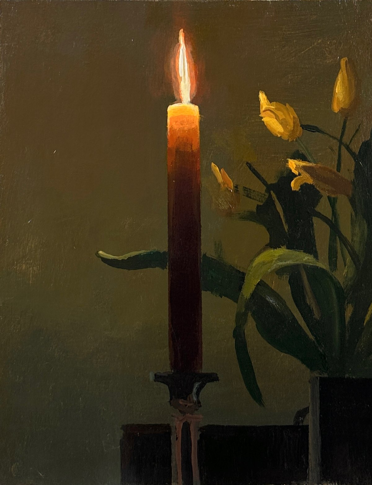 Image of Candle & Tulips 