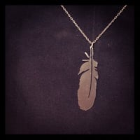 Image 2 of Hand cut osprey feather silver necklace