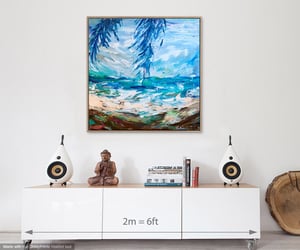 Image of 'Windy day under the palms' - 90x90cm FRAMED
