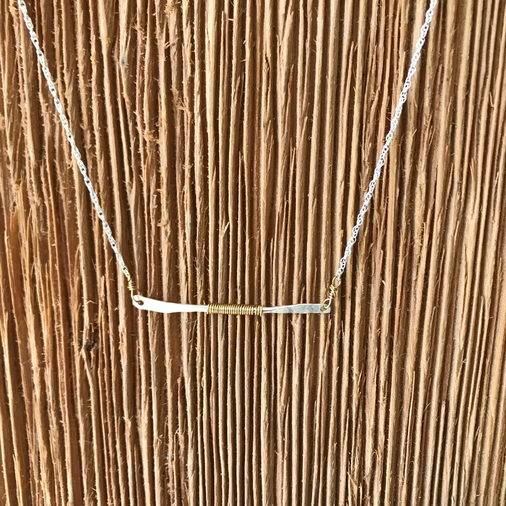 Image of Hammered Bar Necklace with 14k gold fill wrap