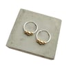 Silver hoops with 3 gold beads