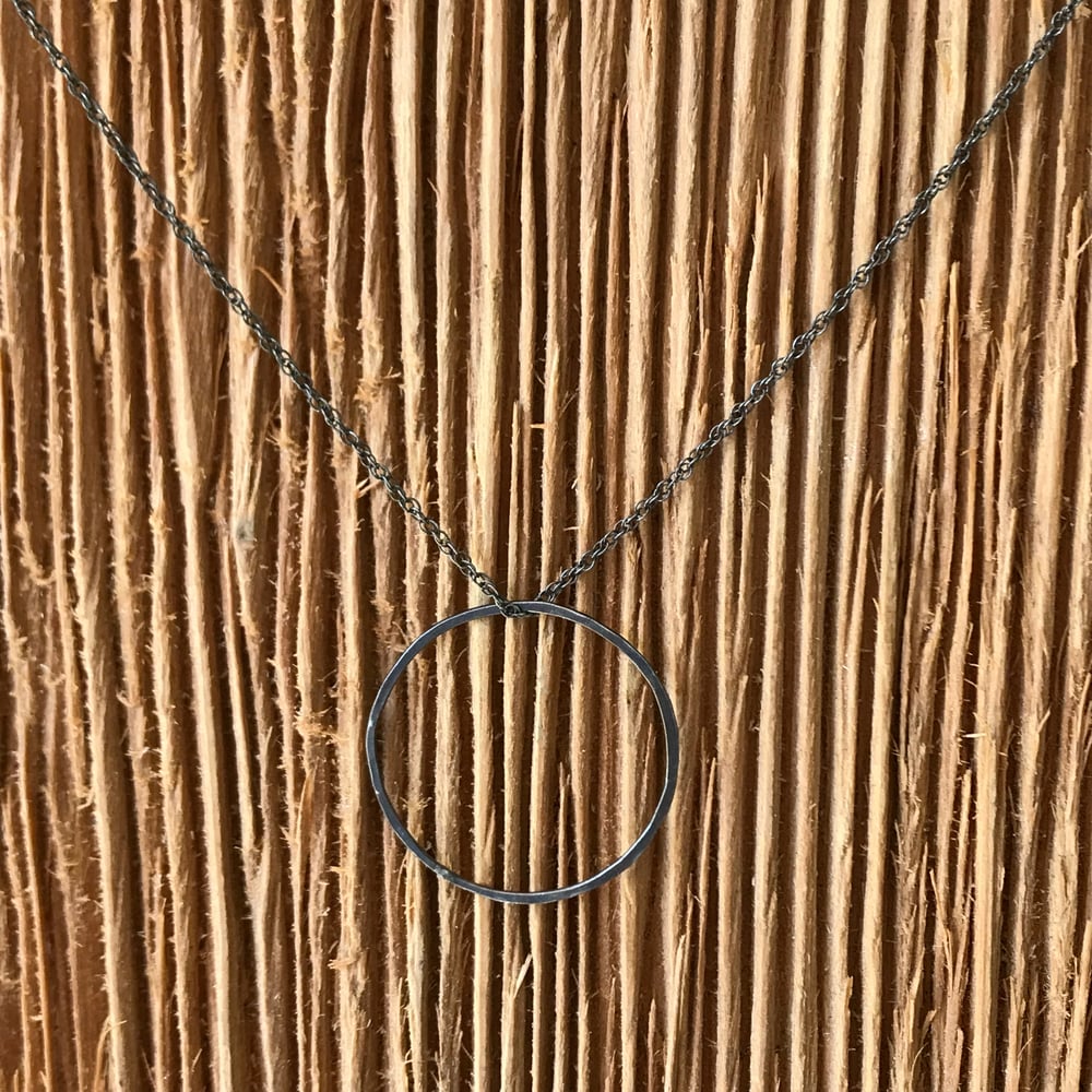 Image of Oxidized Silver Circle Necklace