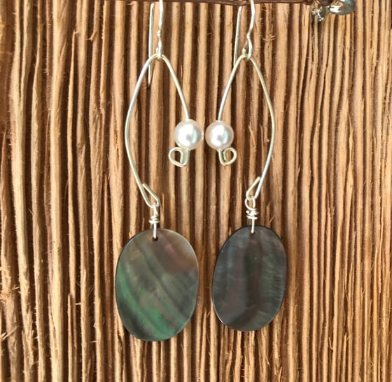 Image of Fish Lure Inspired Earrings- Abalone and Pearl