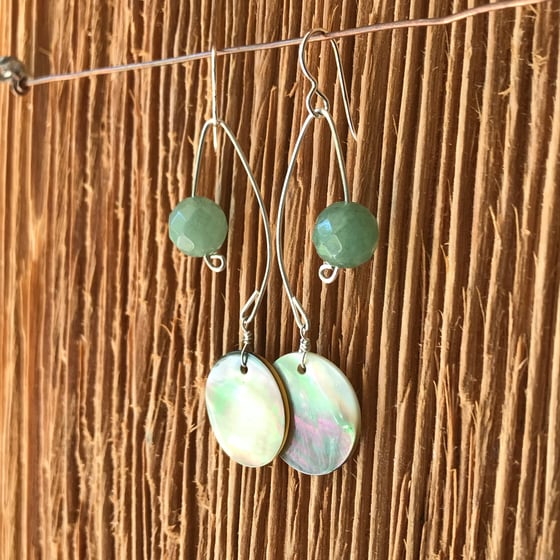 Image of Fish Lure Inspired Earrings- Abalone and Green Aventurine