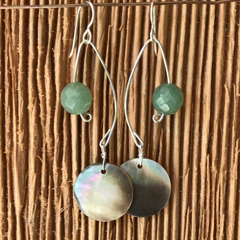 Image of Fish Lure Inspired Earrings- Abalone and Green Aventurine