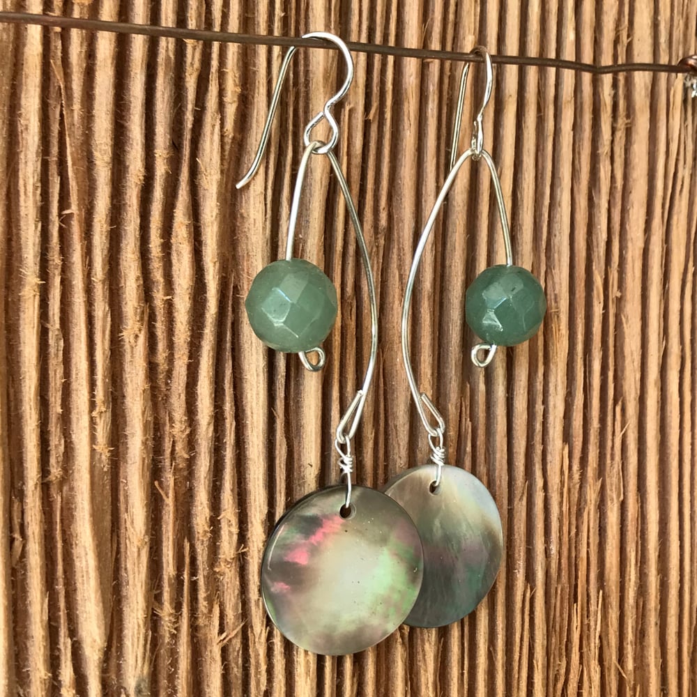 Image of Fish Lure Inspired Earrings- Abalone and Green Aventurine