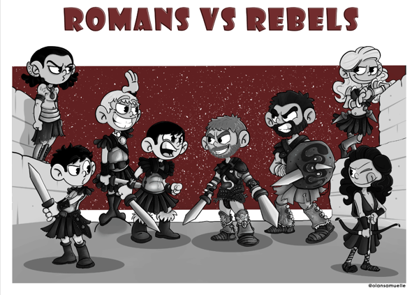 Image of Romans vs Rebels BW