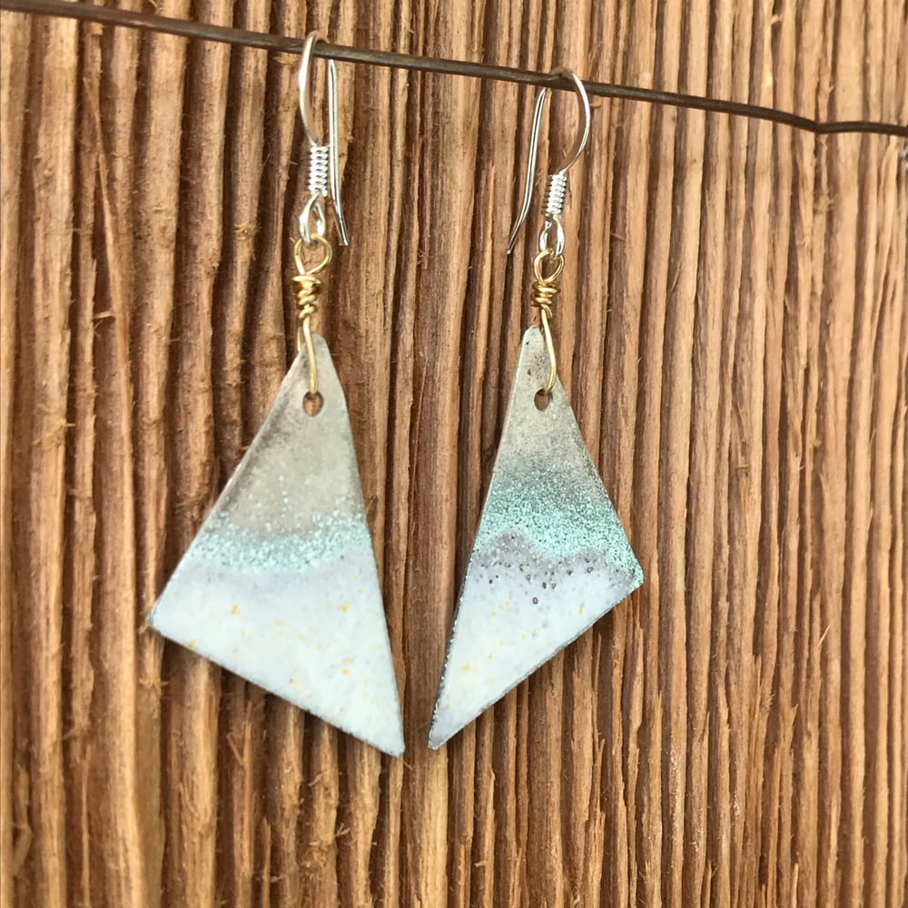 Image of Waves on Sail- Torch Enameled Earrings.
