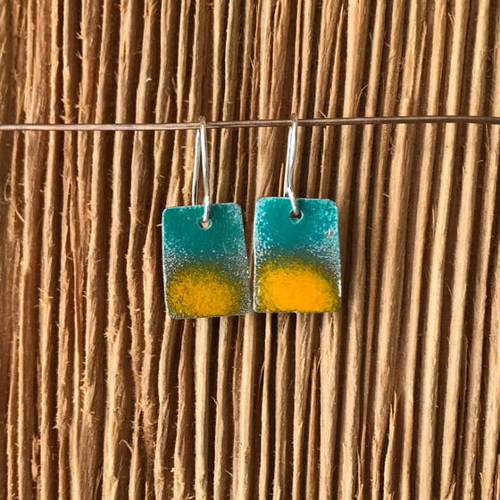 Image of Turquoise Sunset- Torch Enameled Earrings