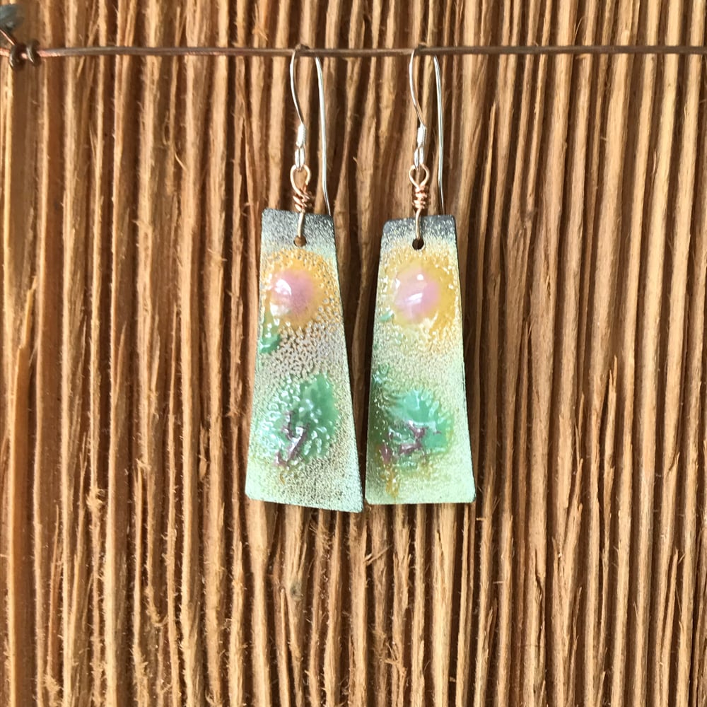 Image of Forest Sunset- Torch Enameled Earring