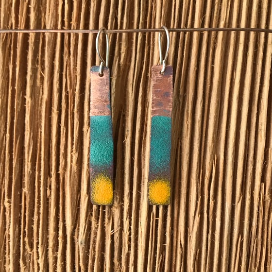 Image of Beach Sand- Torch Enameled Earrings