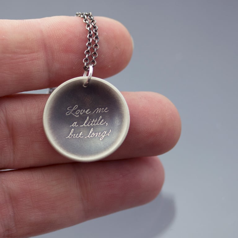 Sterling Silver Quote Love Me A Little But Long Necklace Image 3