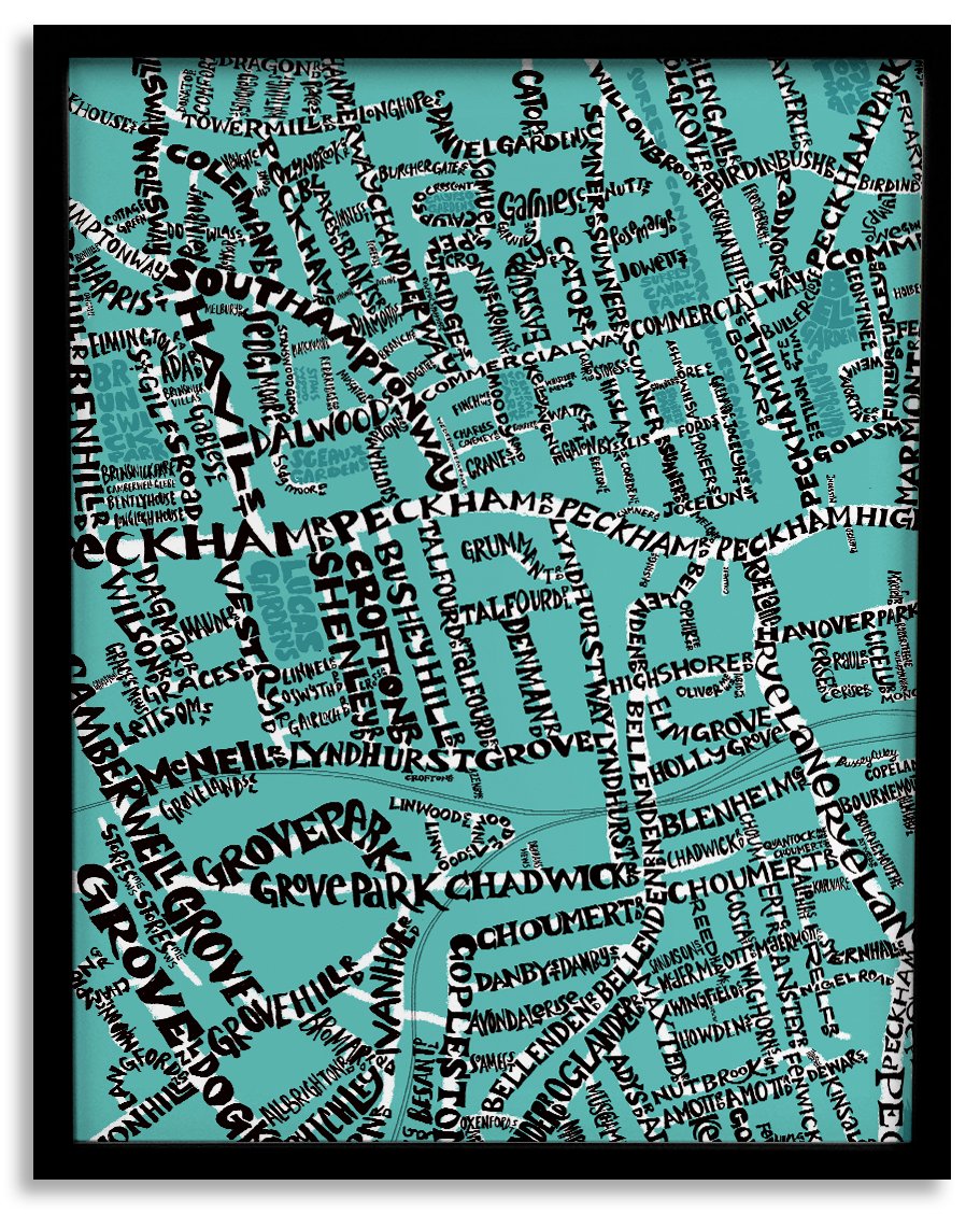 Image of Peckham SE15 & Camberwell SE5 - London Type Map - Various colours