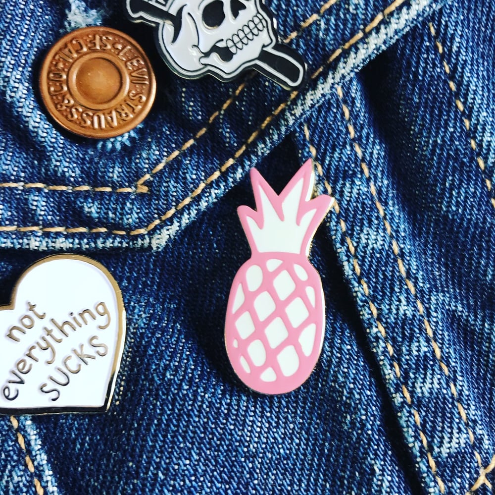 Image of Pink Pineapple Pin Badge