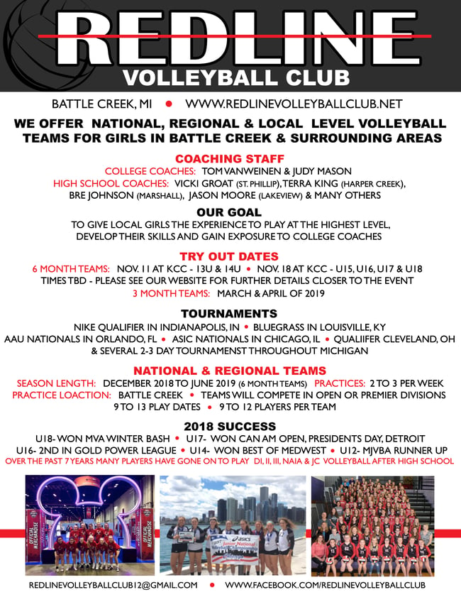 Redline Volleyball Flyer | Paper Fox Prints