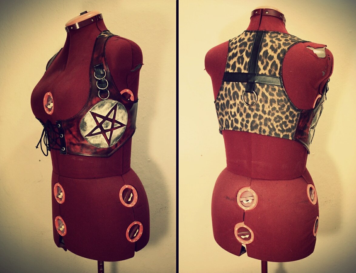 Image of Red pentagram leopard vest