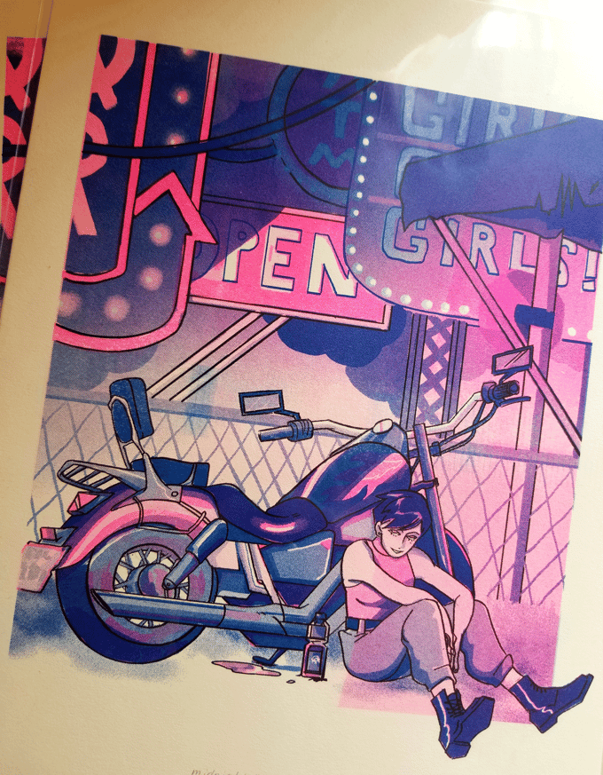 Image of "Midnight Rider" 9.5x12 riso print