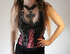 Image of METAL BURLESQUE PINK LACE UP CORSET TOP
