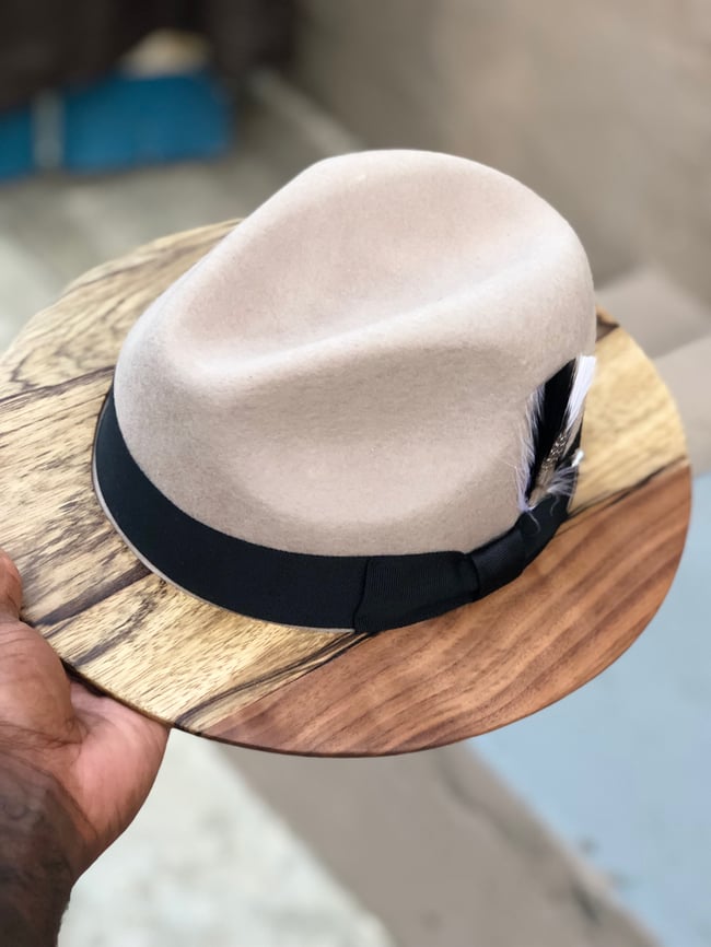 Black Limba and Walnut Cream Wood Brim Fedora | Dapper Renaissance