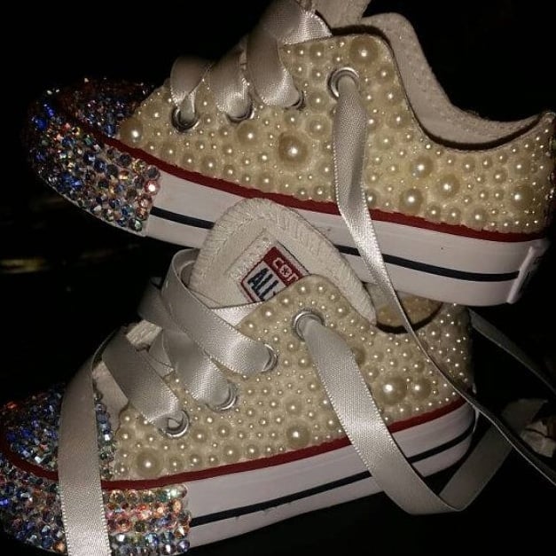 Rhinestone Converse Shoes With Spikes 