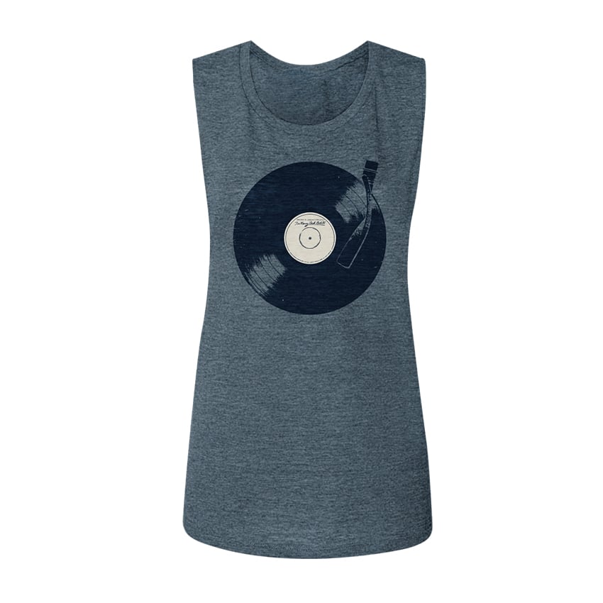 Image of Too Many Bad Habits - Dusty Blue Heather Flowy Muscle Tank