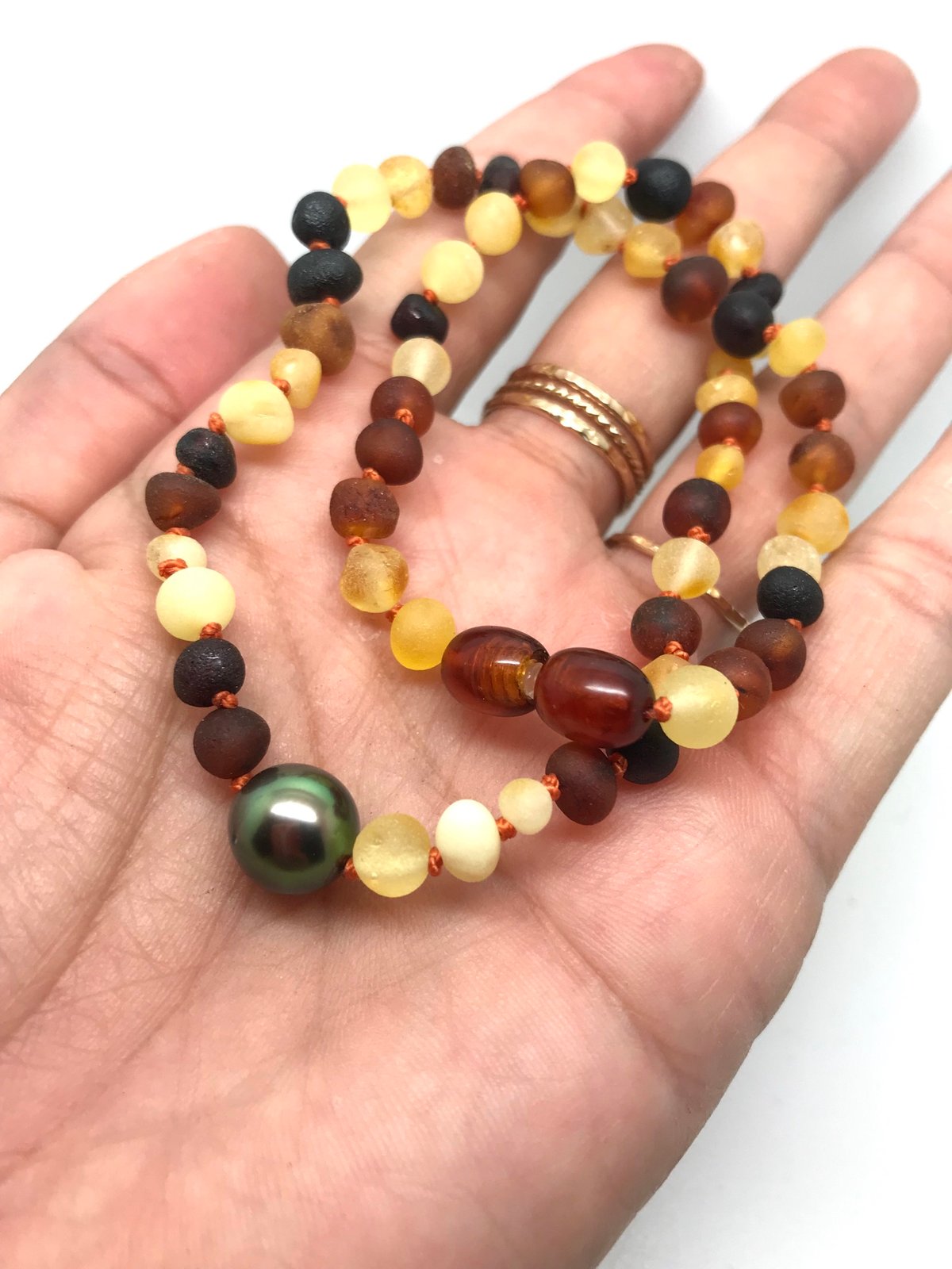 Raw Green Baltic Amber Necklace ll Pain ll Stress