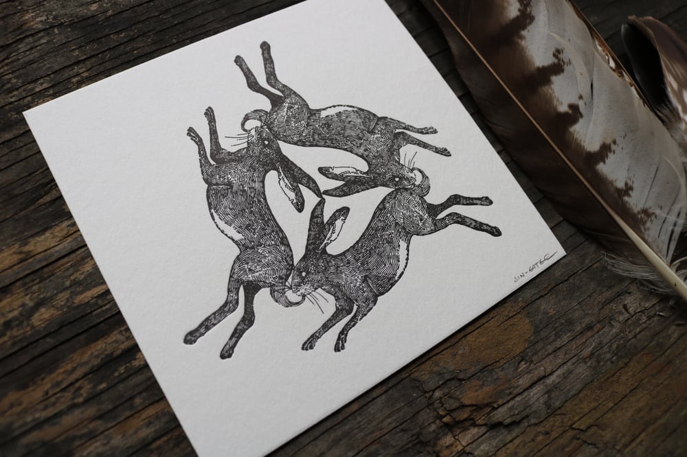 Three hares. (Artist proof copies) 