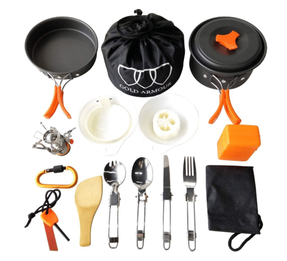 Image of Gold Armour Camping Cookware Kit (17 pcs)