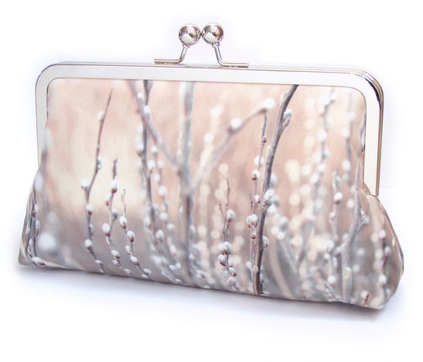 Image of Willow blossom, printed silk clutch bag