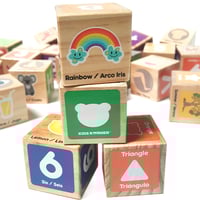 Image 1 of Wood Alphabet Blocks - Bilingual Edition (English/Spanish)