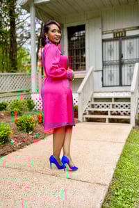 Image 2 of Satin Wrap Dress w/Belt