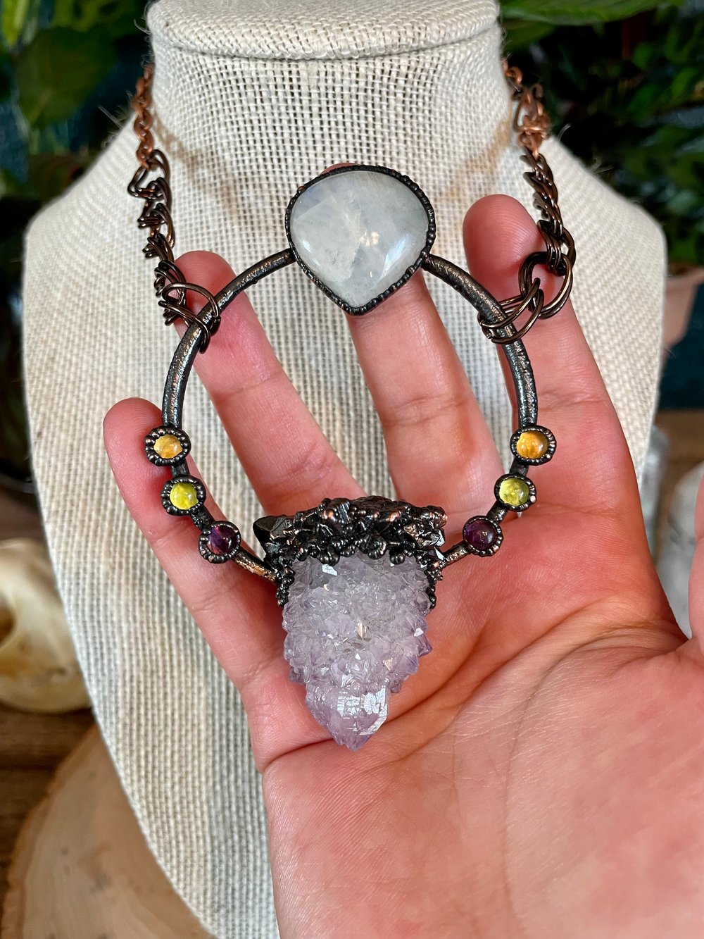 Spirit Quartz and Moonstone Talisman