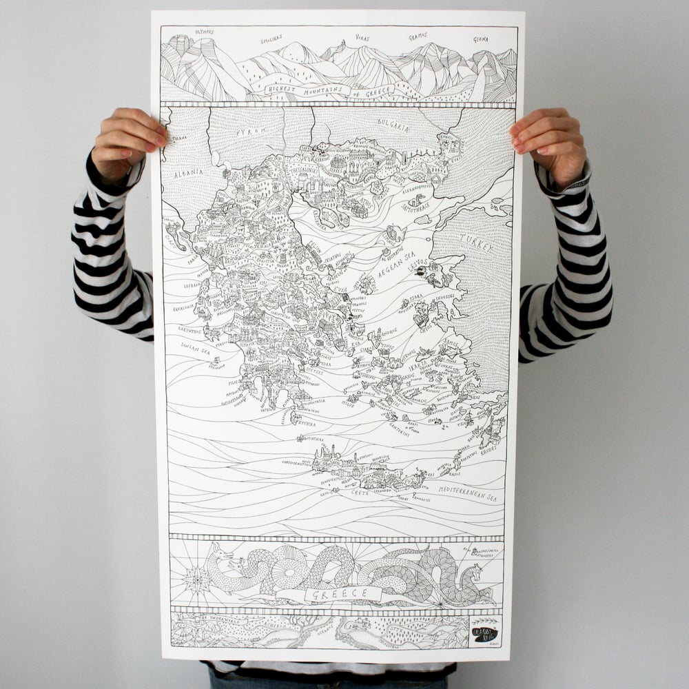Image of Map of Greece - Colour in Poster