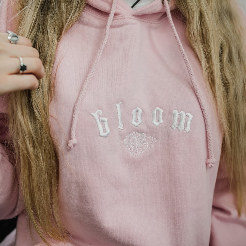 Image of Embroidered 'Rose' Hoodie - Baby Pink