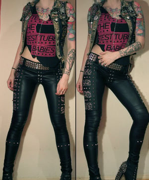 Image of Studded leopard fauxleather pants with kneepads