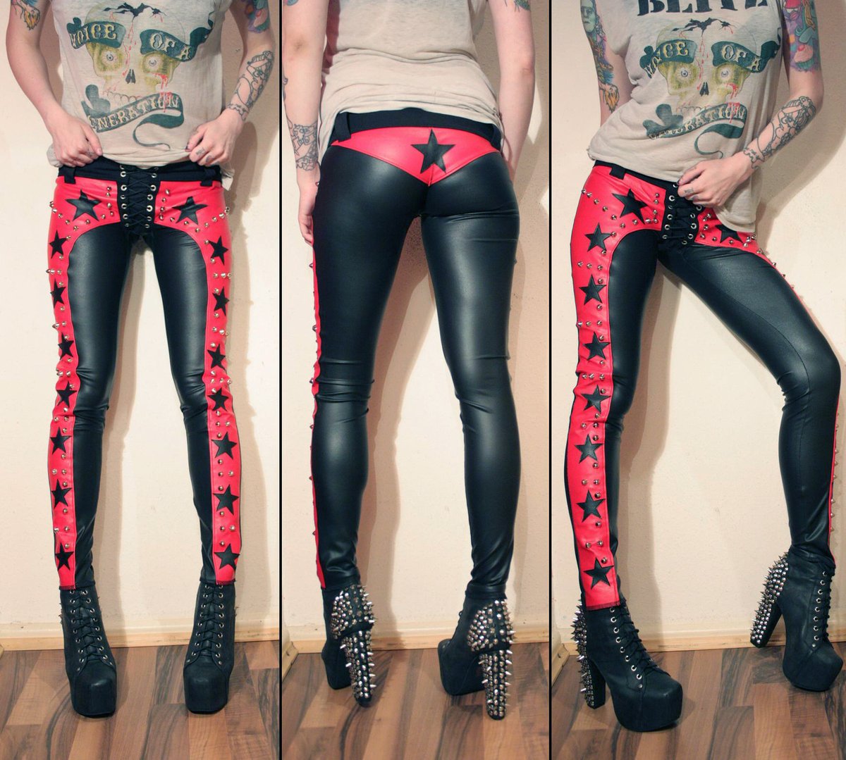Image of Stars and studs fauxleather pants