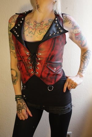 Image of Stained biker vest with leopard
