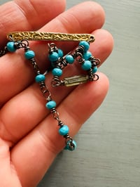 Image 15 of faceted Tibetan turquoise necklace with 14k gold bar pendant by peaces of indigo