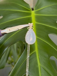 Image 3 of Silver Blue Chalcedony Teardrop Crystal Necklace