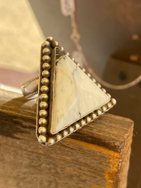 Image of White Buffalo Turquoise Ring size 8