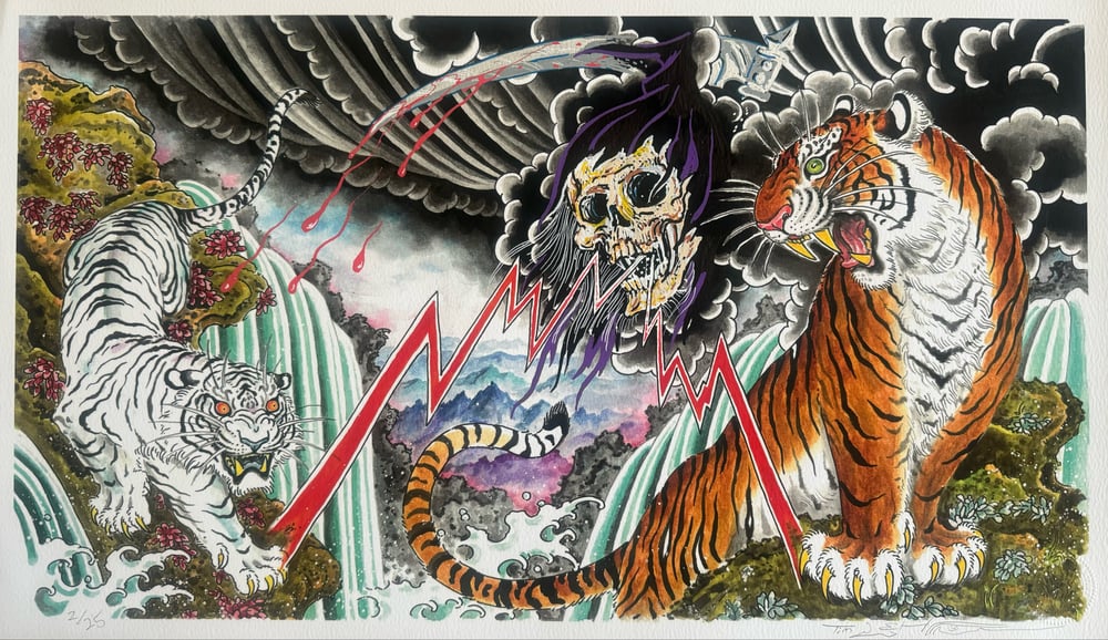 Image of Tim Lehi Hand Embellished "Tiger Book Cover" Giclée Print Signed & Numbered 2/25