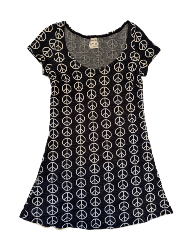 1967 Alvin Duskin knit rare PEACE dress vintage 60s