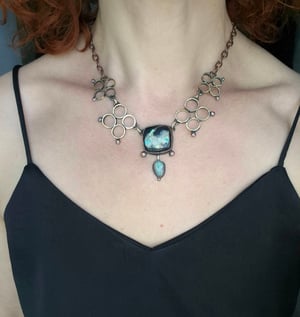 Bullet casings black and blue necklace 