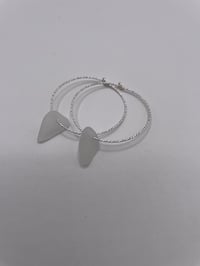 Image 4 of Sterling Silver Diamond Cut Statement Sea Glass Hoops
