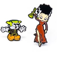 Image 1 of Betty Boop & Bimbo Halloween Enamel Pin Set