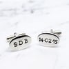 Personalised Sterling Silver Oval Cufflinks