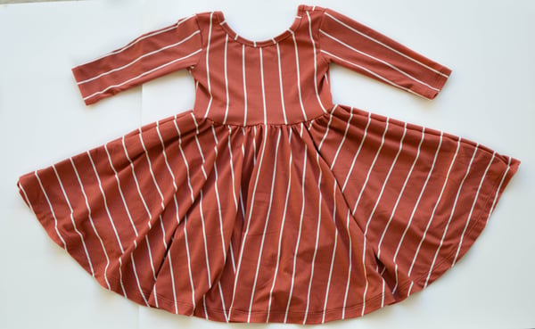 Image of Full Circle Dress - Terracotta Stripe