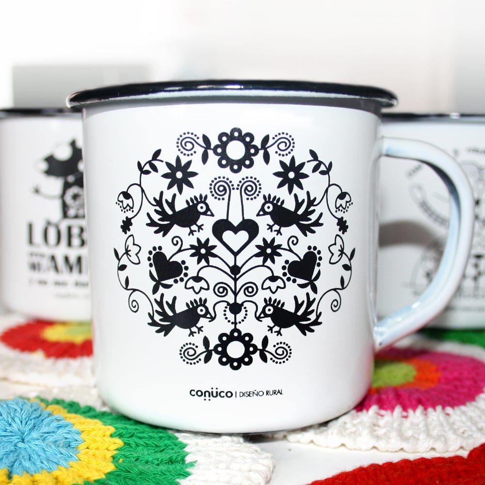 Image of Taza retro Pájaros Folk