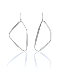 asymmetric paired silver loop earrings