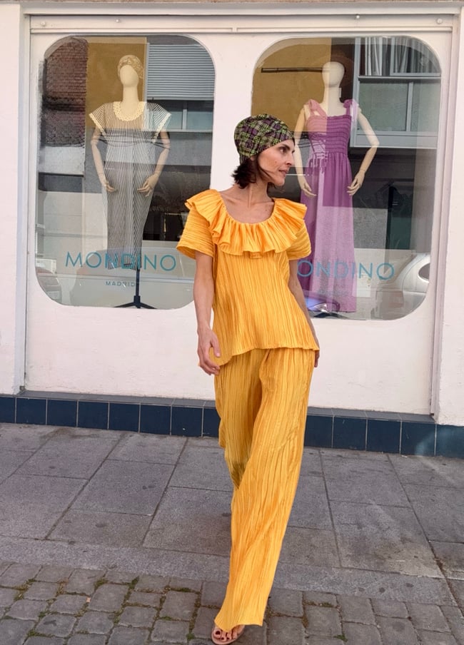 YELLOW  HUIPIL WITH RUFFLE